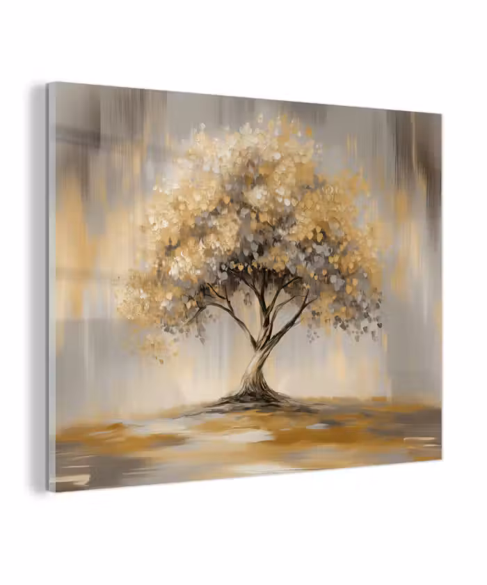 Glas schilderij - Schilderij - Boom - Abstract - Bladeren