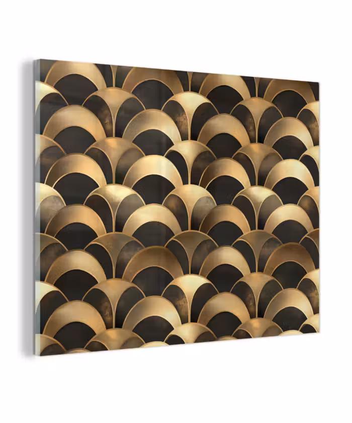 Glas schilderij - Schubben - Structuur - Goud