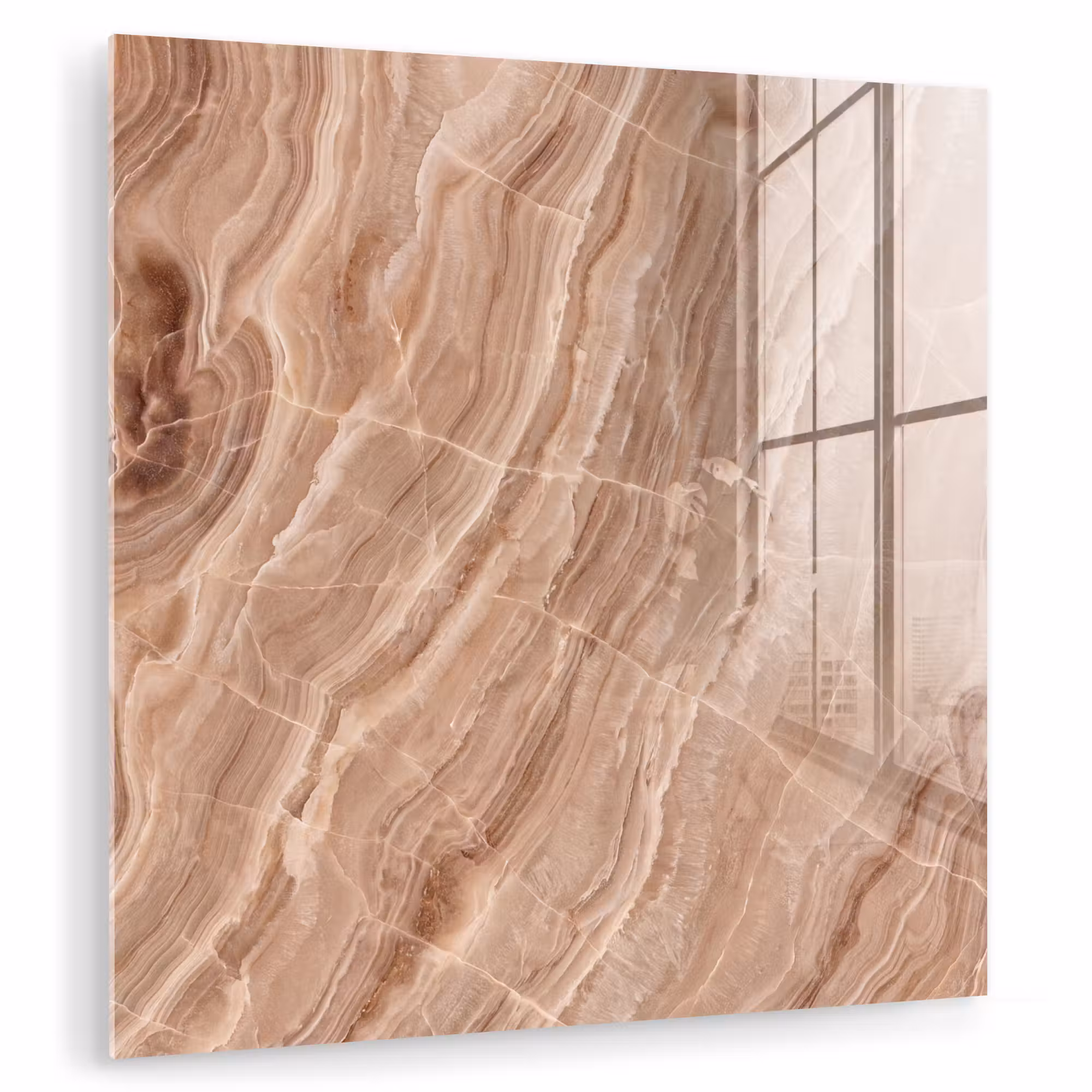 Glas schilderij - Textuur - Golvend - Abstract - Warm - Bruin