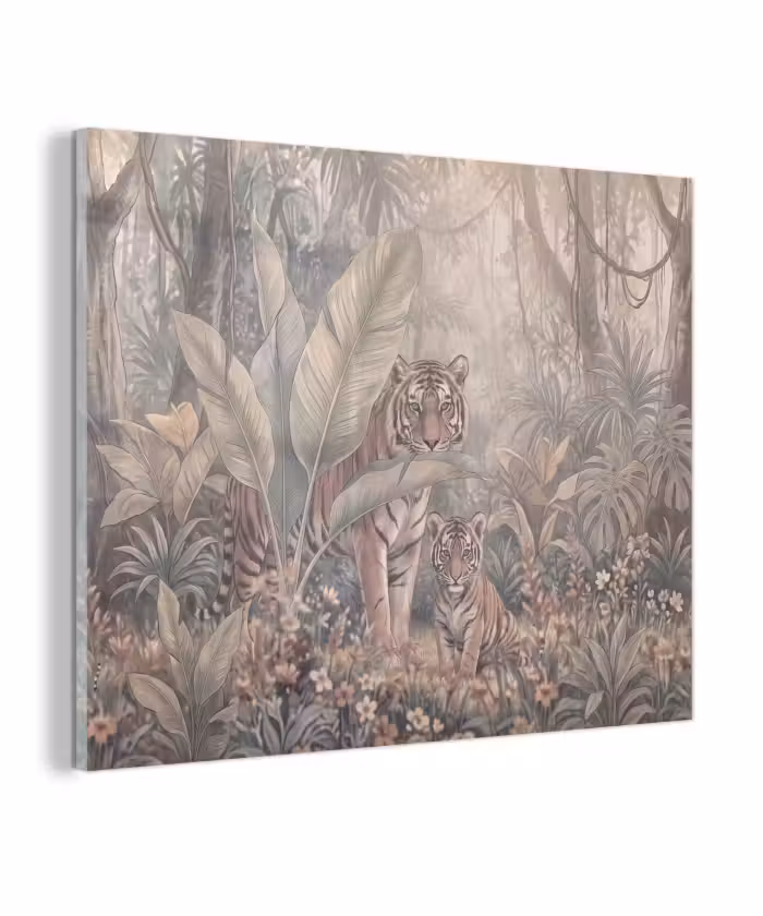 Glas schilderij - Tijger - Welp - Jungle - Illustratie - Dieren