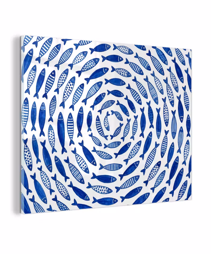 Glas schilderij - Vis - Patroon - Onderwater - Abstract - Blauw