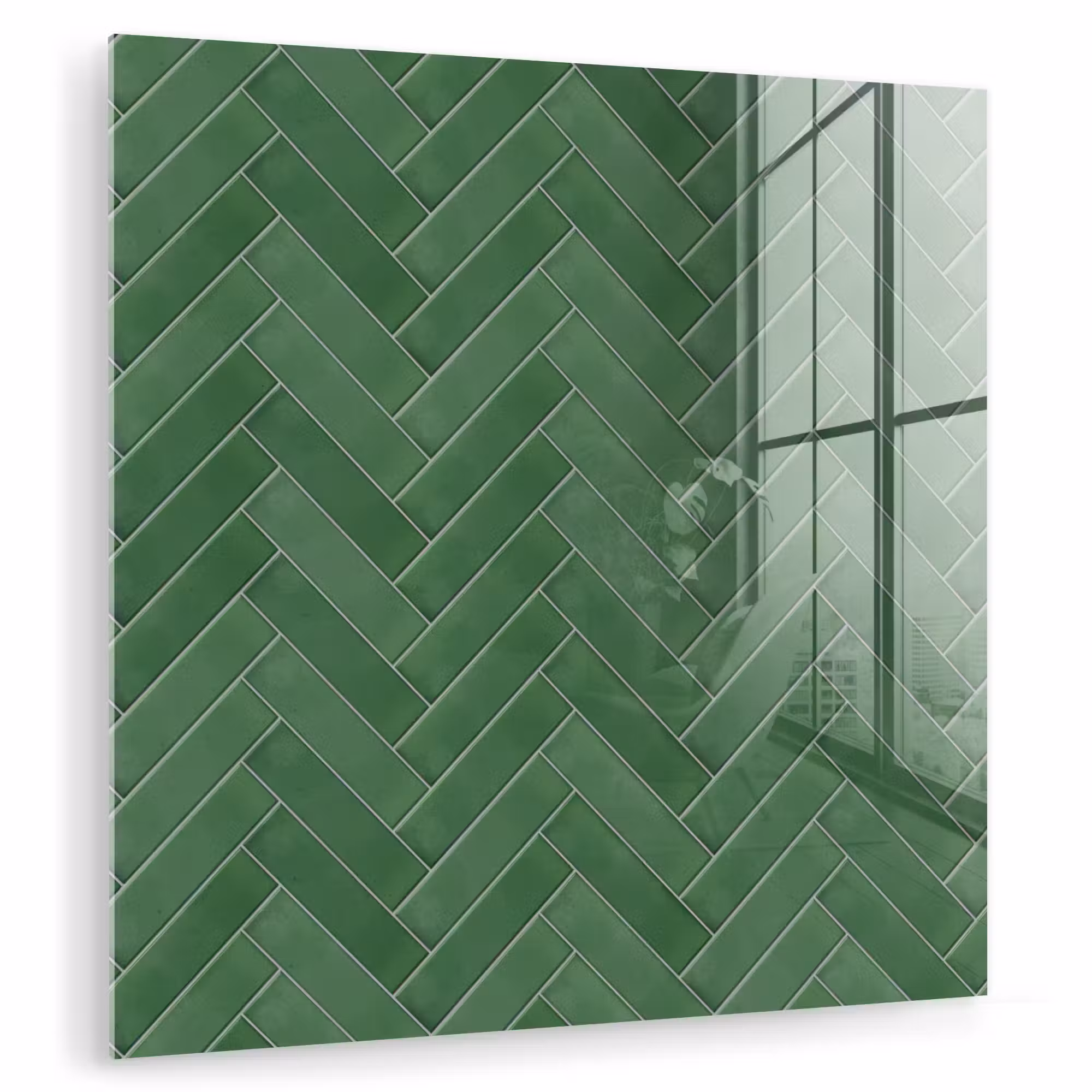 Glas schilderij - Visgraat - Wandtegel - Bosgroen