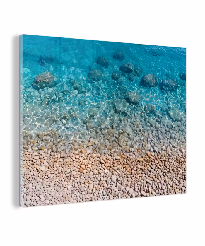Glas schilderij - Water - Kiezels - Natuur - Levendig - Turkoois