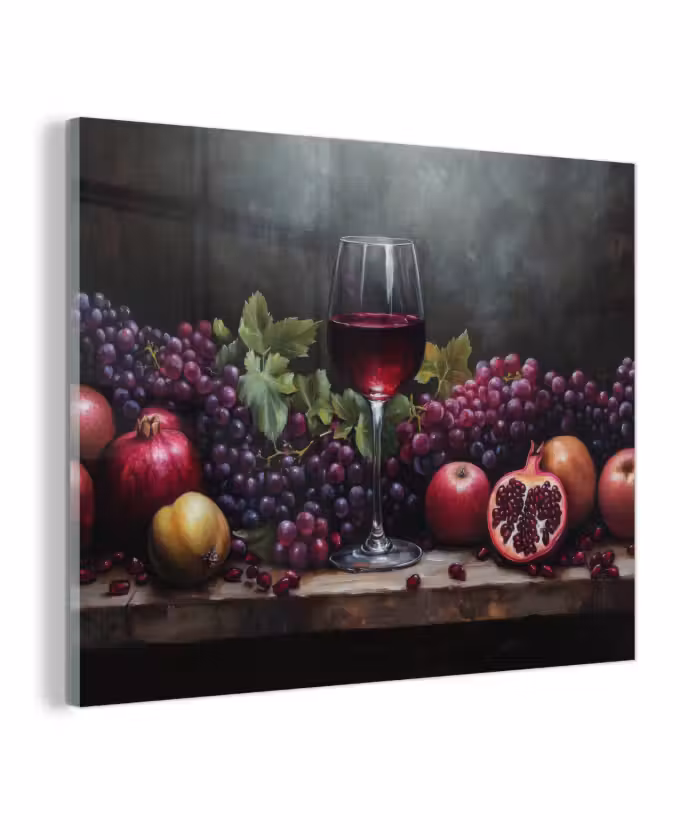 Glas schilderij - Wijn - Fruit - Stilleven
