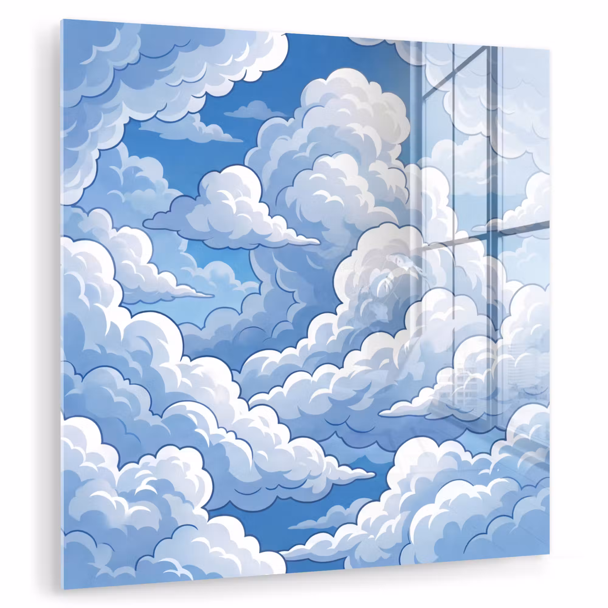 Glas schilderij - Wolken - Hemel - Abstract - Wit