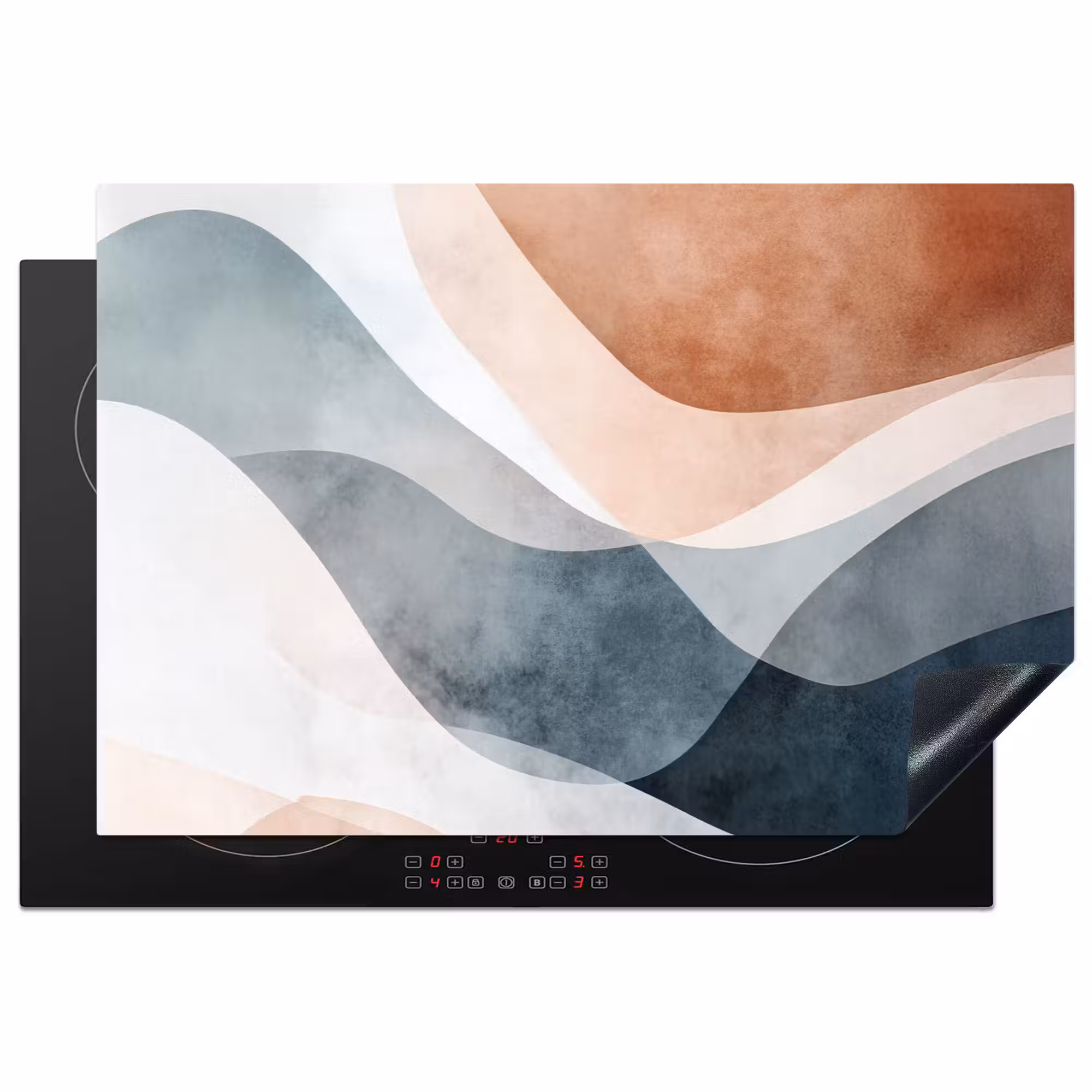 Inductie beschermer - Abstract - Golven - Blauw