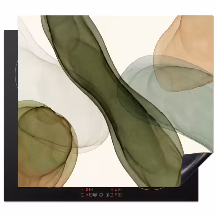 Inductie beschermer - Abstract - Vormen - Modern - Kunst - Groen - Bruin