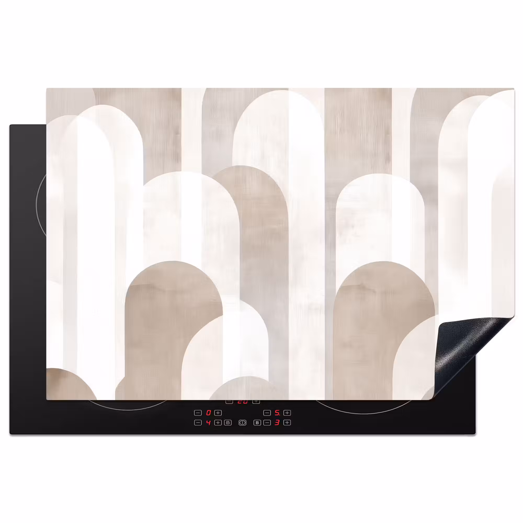 Inductie beschermer - Abstracte bogen - Modern - Beige