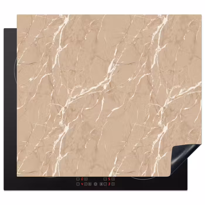 Inductie beschermer - Beige - Marmer - Organisch - Wit