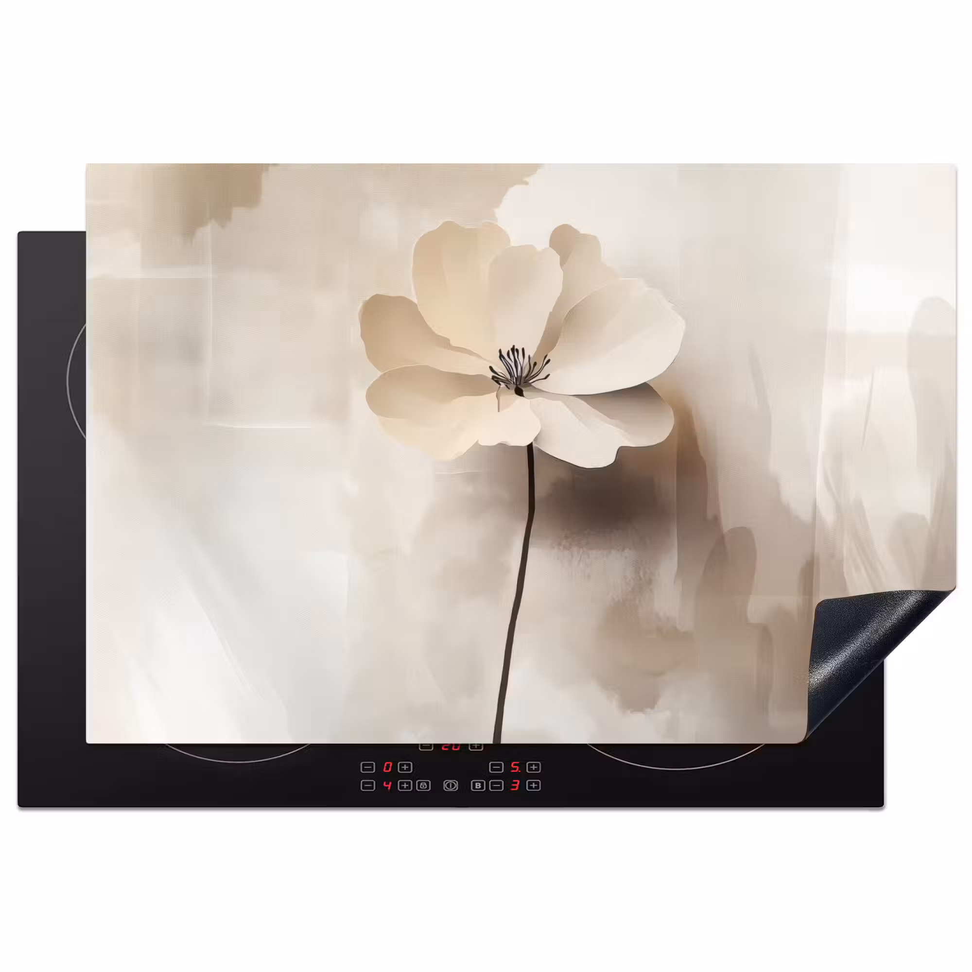 Inductie beschermer - Bloem - Beige - Verf - Schaduw