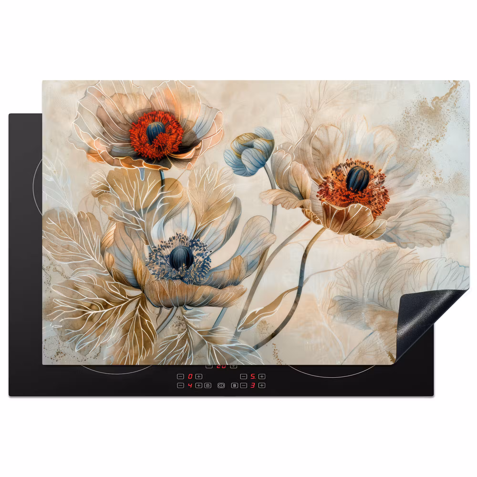 Inductie beschermer - Bloemen - Beige - Modern - Illustratie