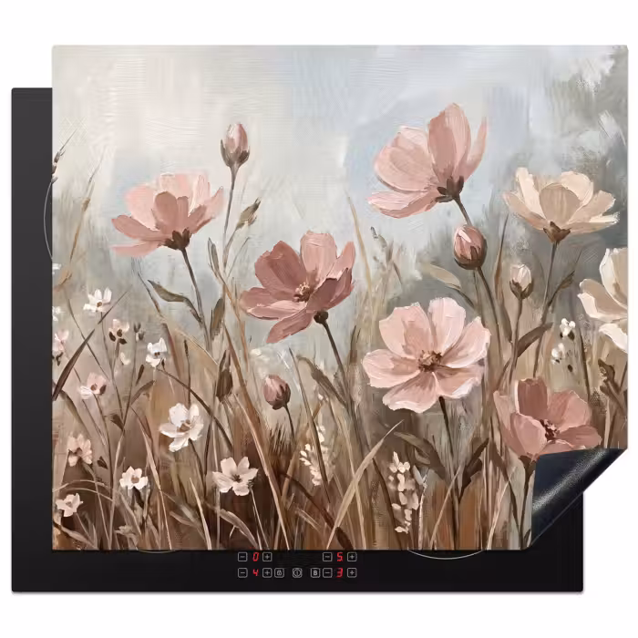 Inductie beschermer - Bloemen - Botanisch - Schilderij - Pastel - Rustiek