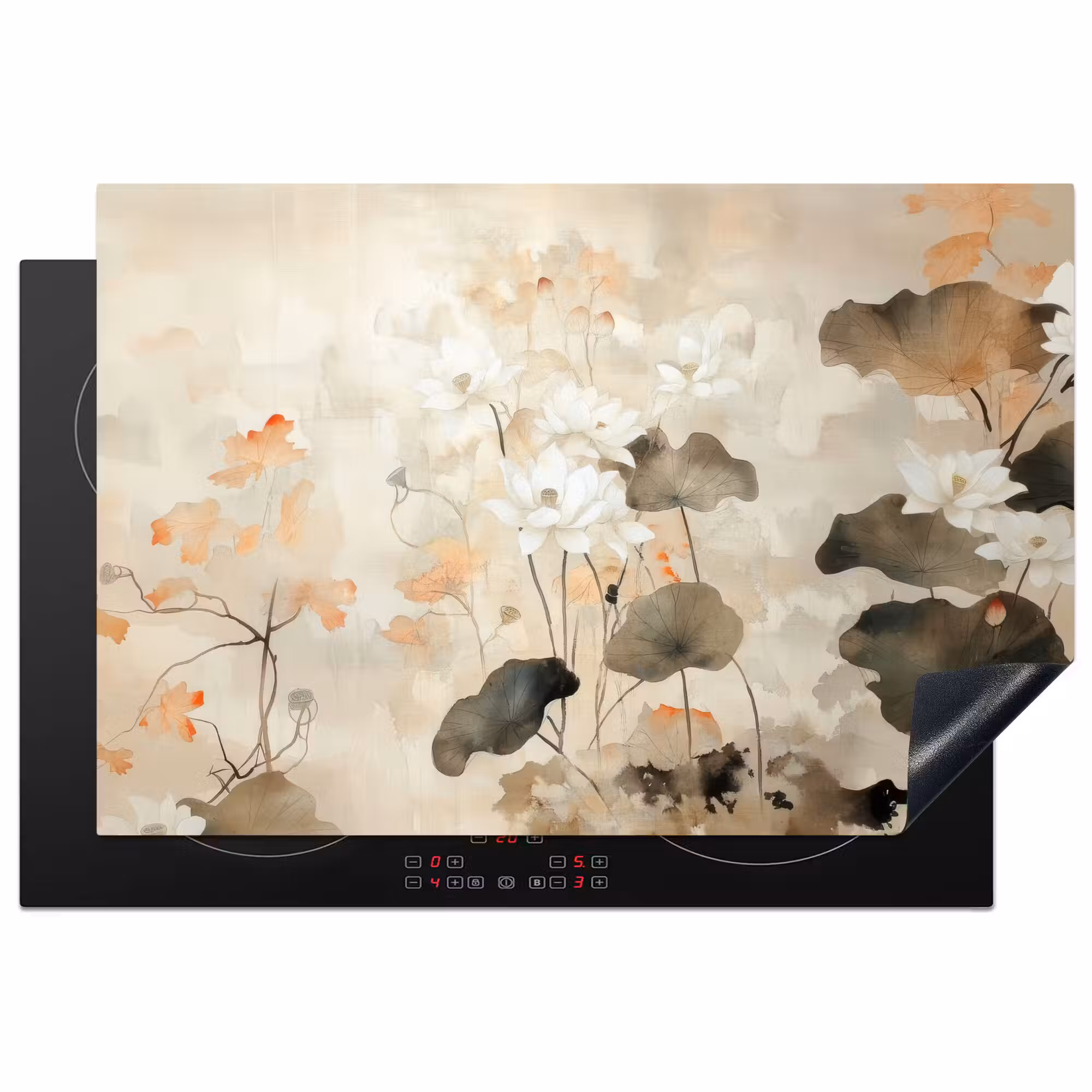 Inductie beschermer - Bloemen - Japandi - Wabi sabi