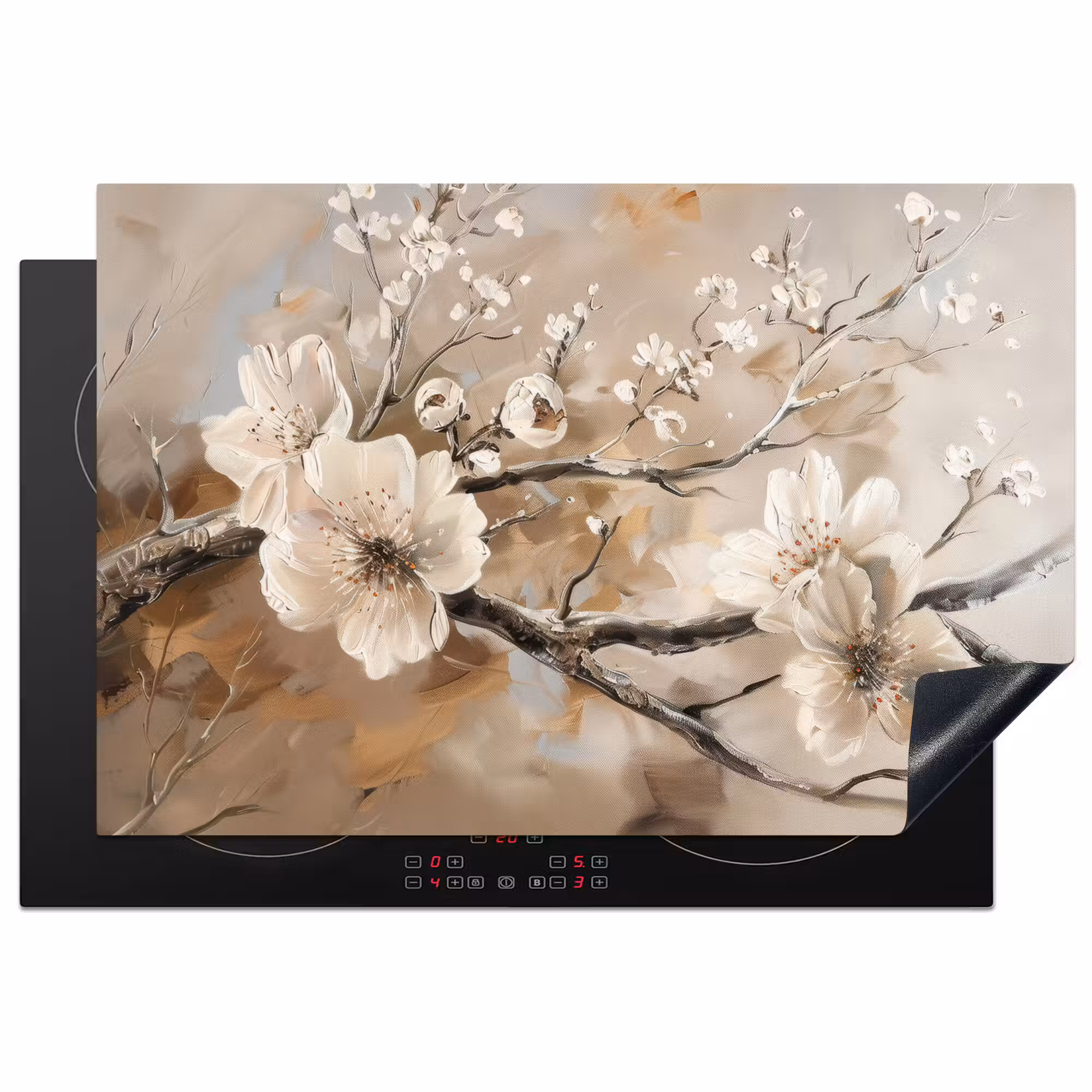 Inductie beschermer - Bloemen - Natuur - Wit - Bloesem - Abstract