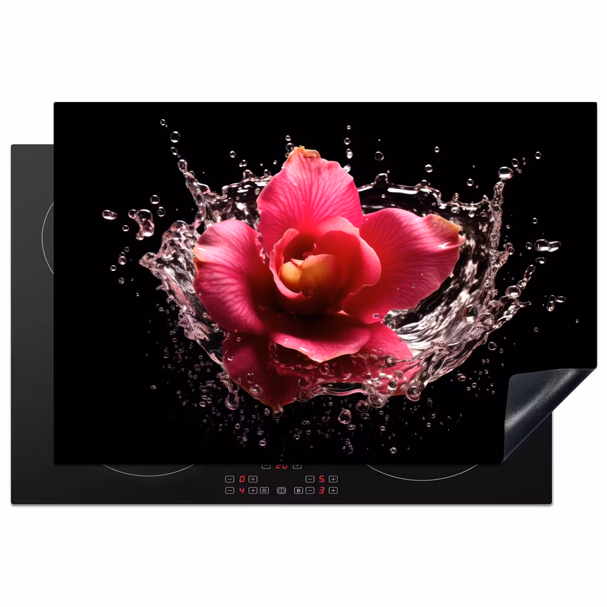 Inductie beschermer - Bloemen - Roze - Water - Zwart - Botanisch - Natuur