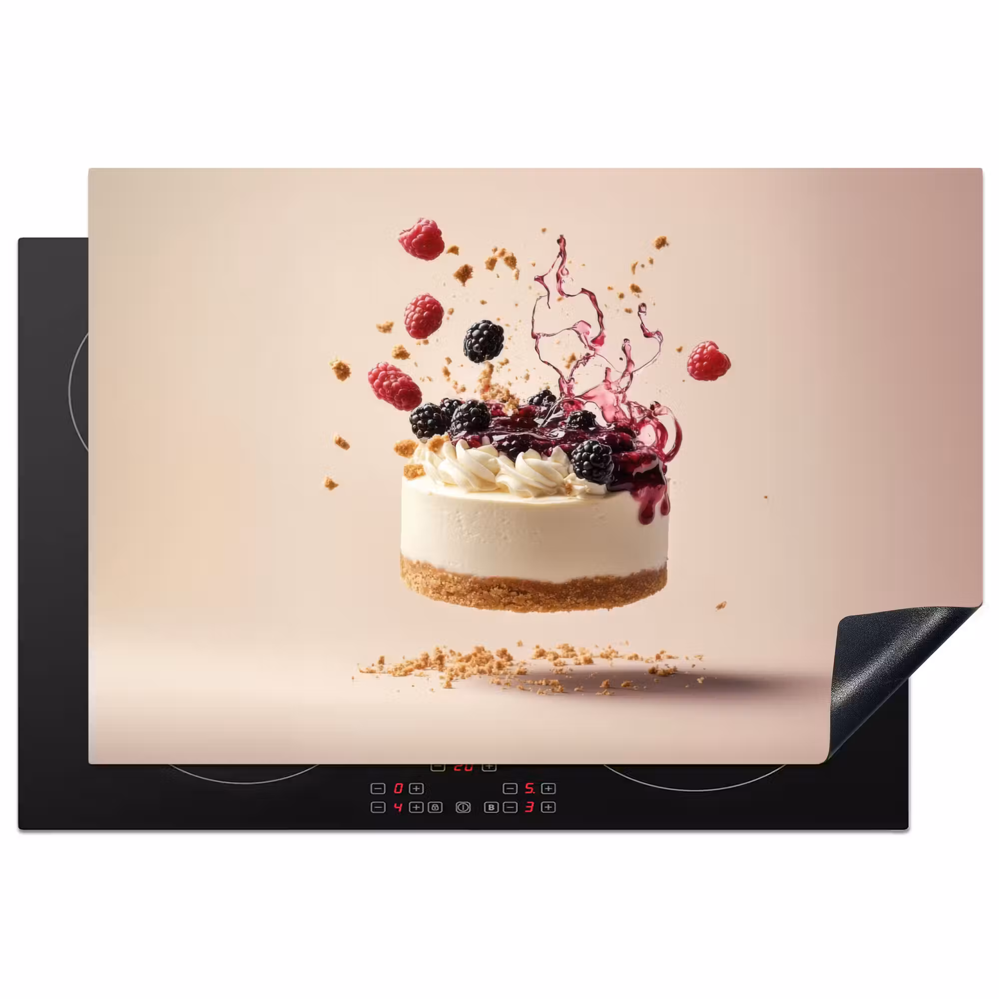 Inductie beschermer - Cheesecake - Eten - Roze - Taart
