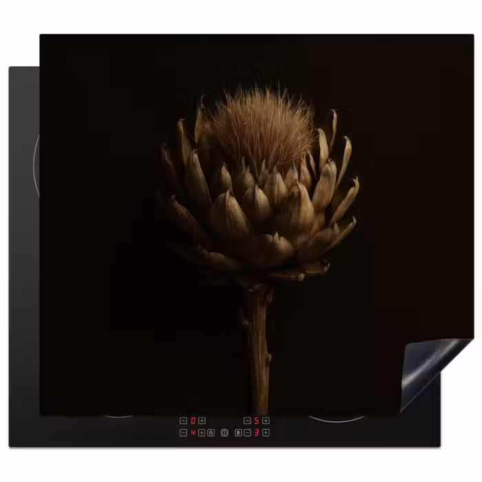 Inductie beschermer - Donkerbruin - Bloem - Textuur - Artisjok