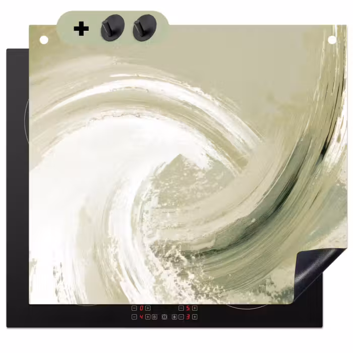 Inductie beschermer en spatscherm (2in1) - Abstract - Penseelstreken - Golven - Groen