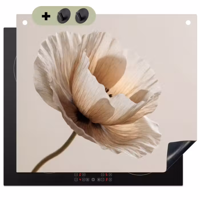 Inductie beschermer en spatscherm (2in1) - Bloem - Beige - Crème