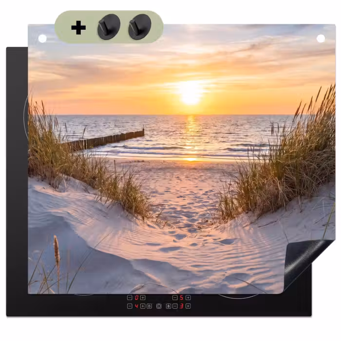 Inductie beschermer en spatscherm (2in1) - Strand - Zonsondergang - Natuur - Landschap