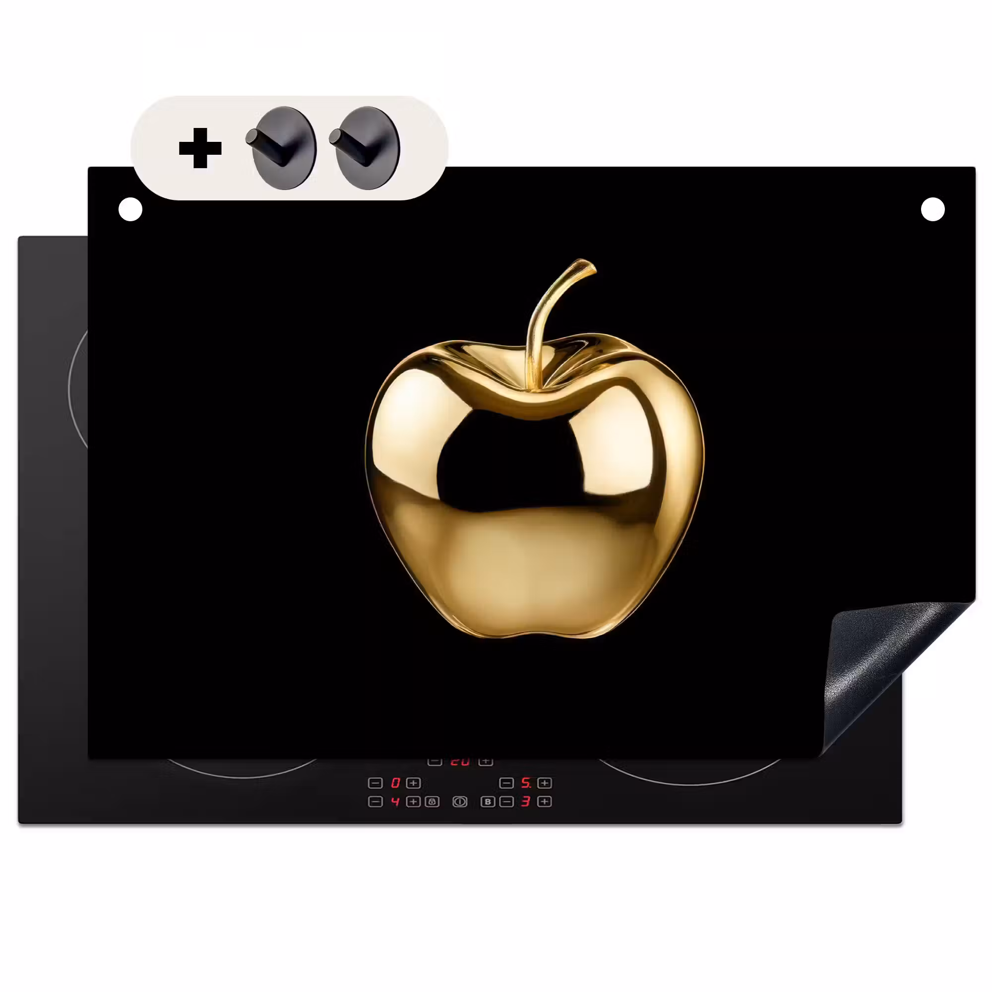 Inductie beschermer en spatscherm (2in1) - Appel - Goud - Chrome - Zwart