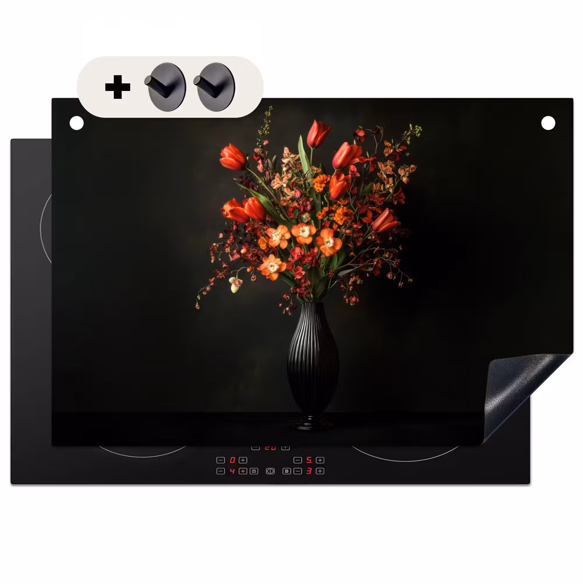 Inductie beschermer en spatscherm (2in1) - Bloemen - Takken - Boeket