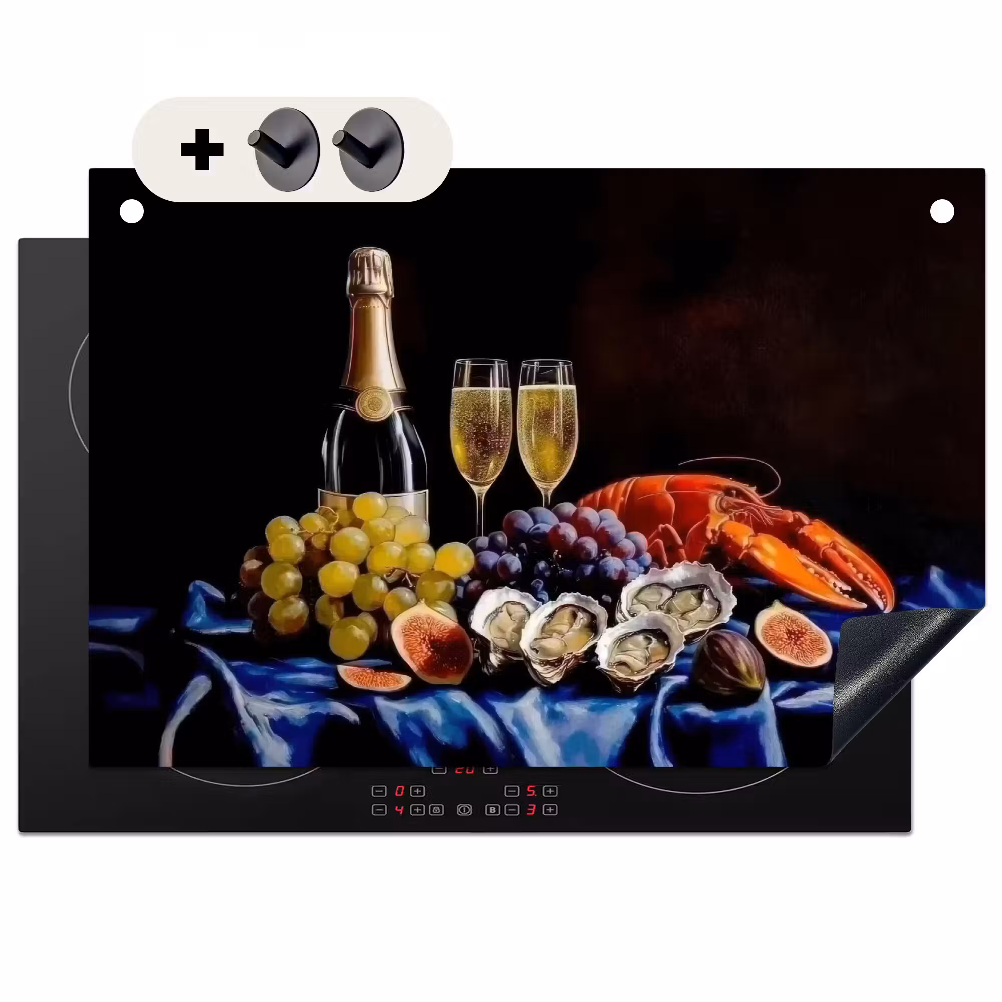 Inductie beschermer en spatscherm (2in1) - Champagne - Luxe - Oesters