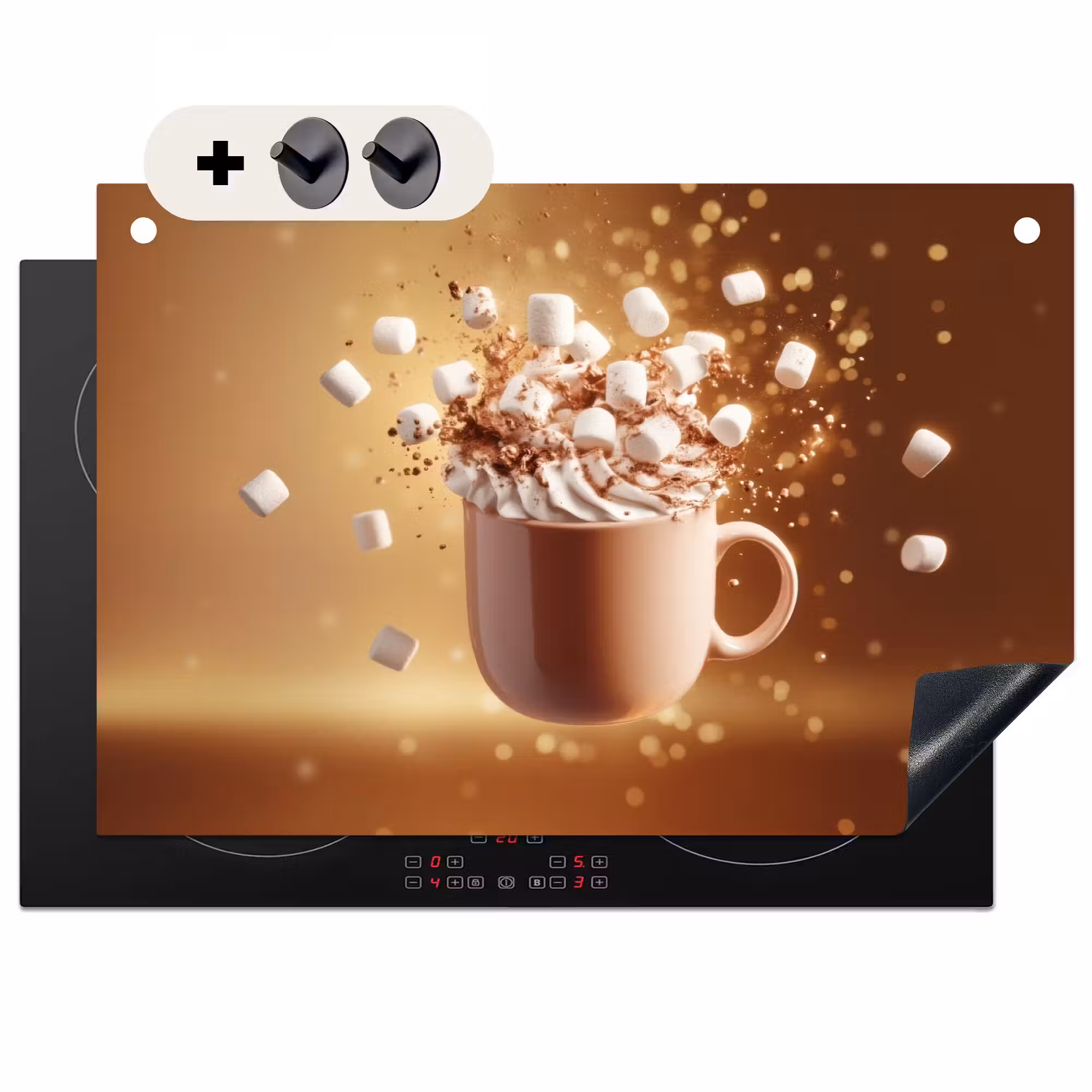 Inductie beschermer en spatscherm (2in1) - Chocomelk - Drinken - Warm - Bruin