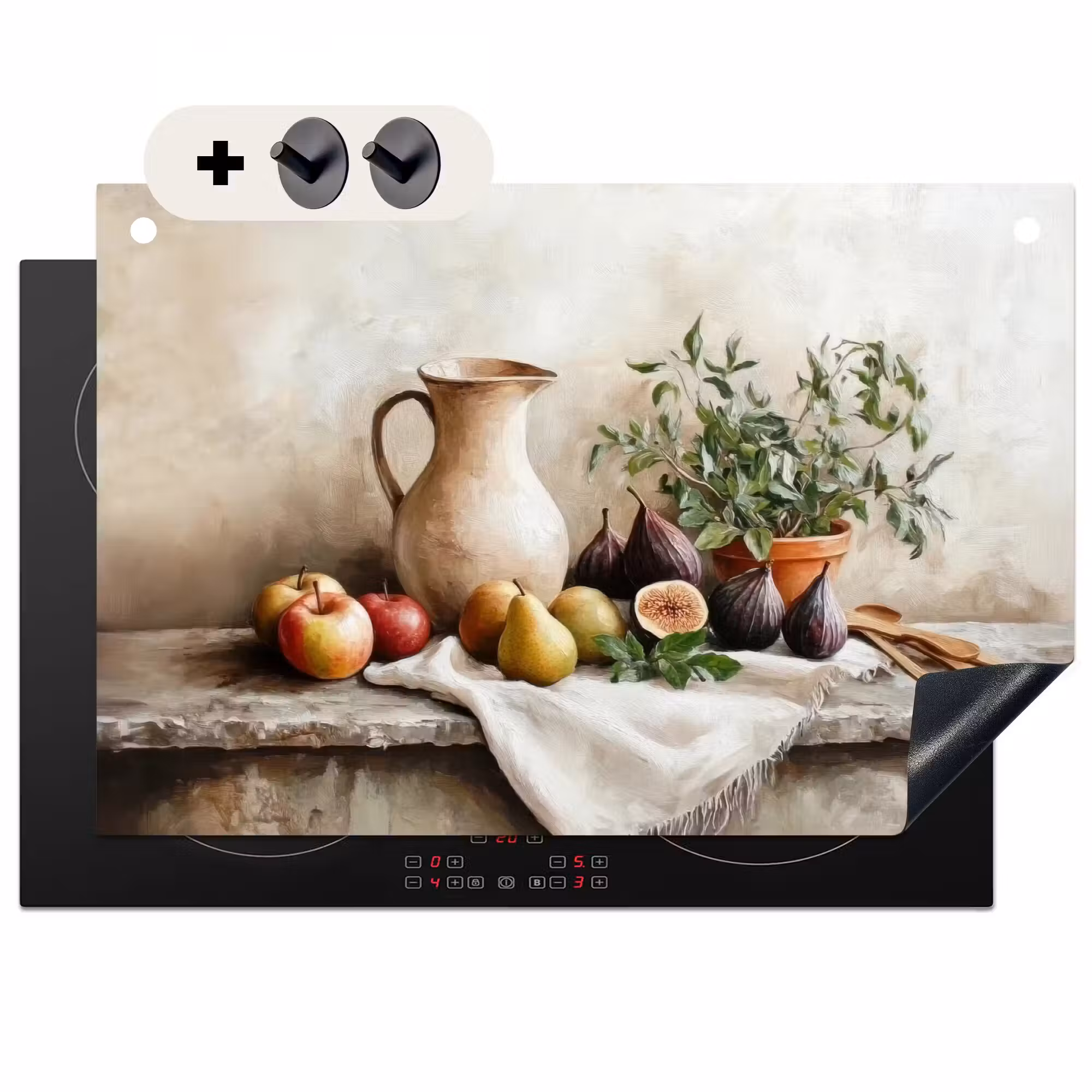 Inductie beschermer en spatscherm (2in1) - Fruit - Kruiden - Landelijk