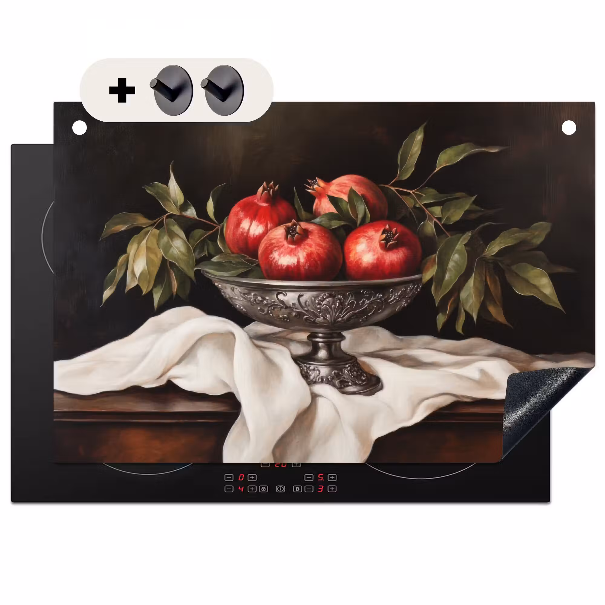Inductie beschermer en spatscherm (2in1) - Granaatappels - Klassiek - Vintage