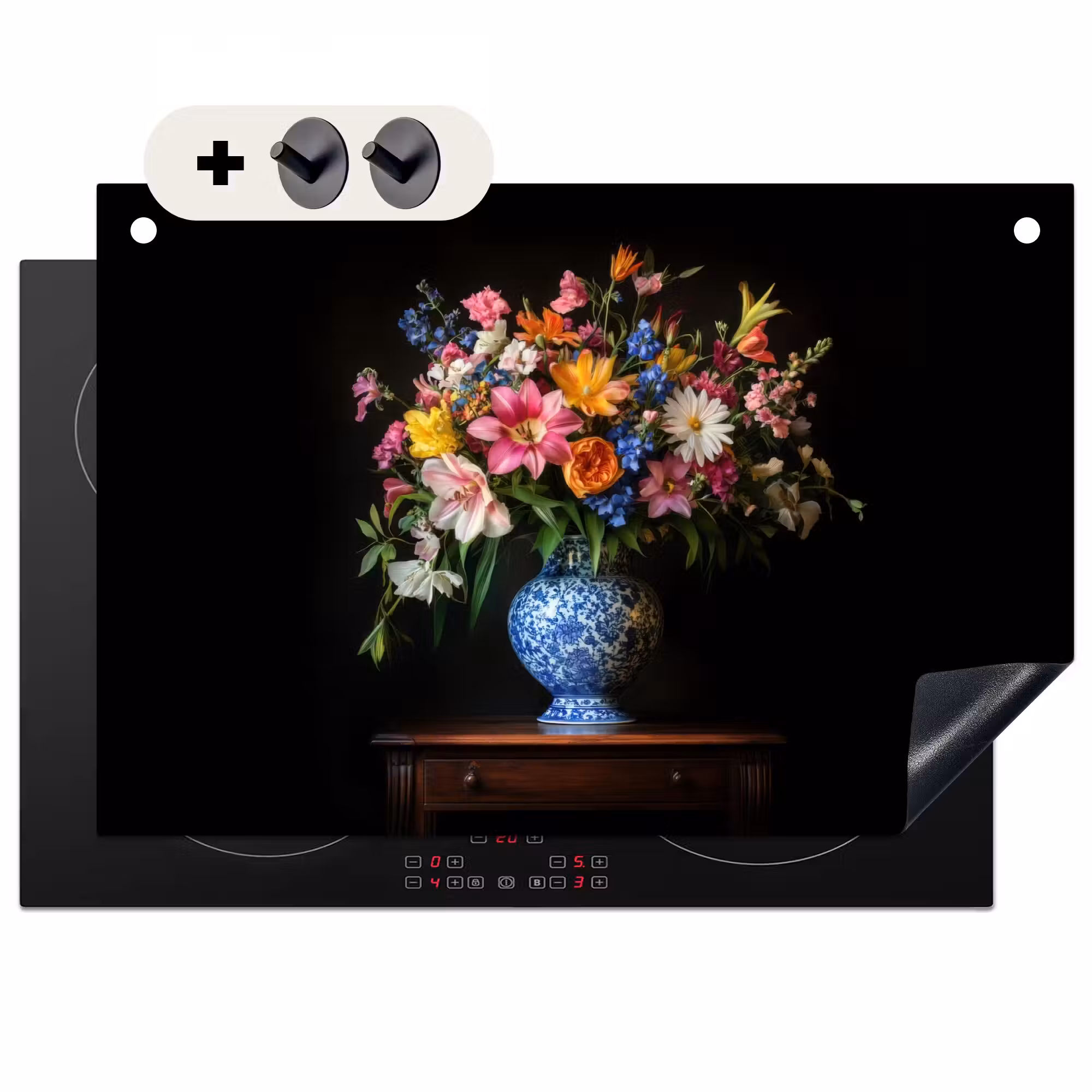 Inductie beschermer en spatscherm (2in1) - Kleur - Vaas - Bloemen - Boeket