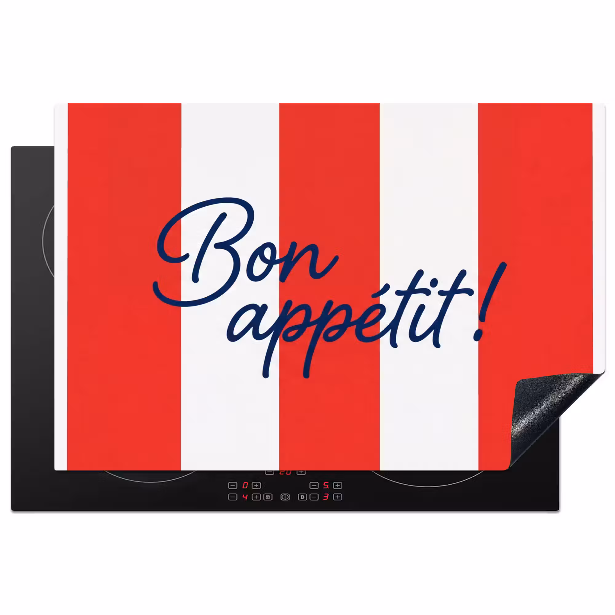 Inductie beschermer - Eten - Spreuk - Keuken - Grafisch - Rood-Wit