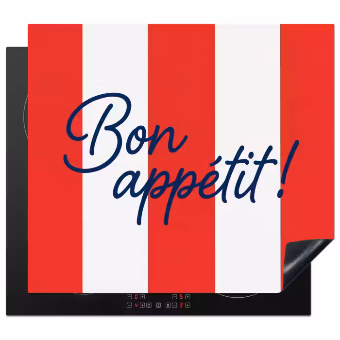 Inductie beschermer - Eten - Spreuk - Keuken - Grafisch - Rood-Wit