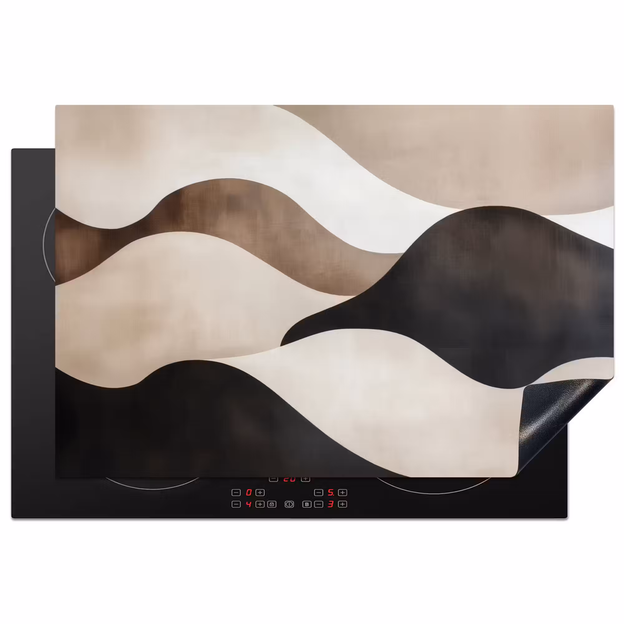 Inductie beschermer - Golven - Abstract - Beige