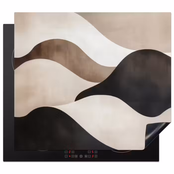 Inductie beschermer - Golven - Abstract - Beige