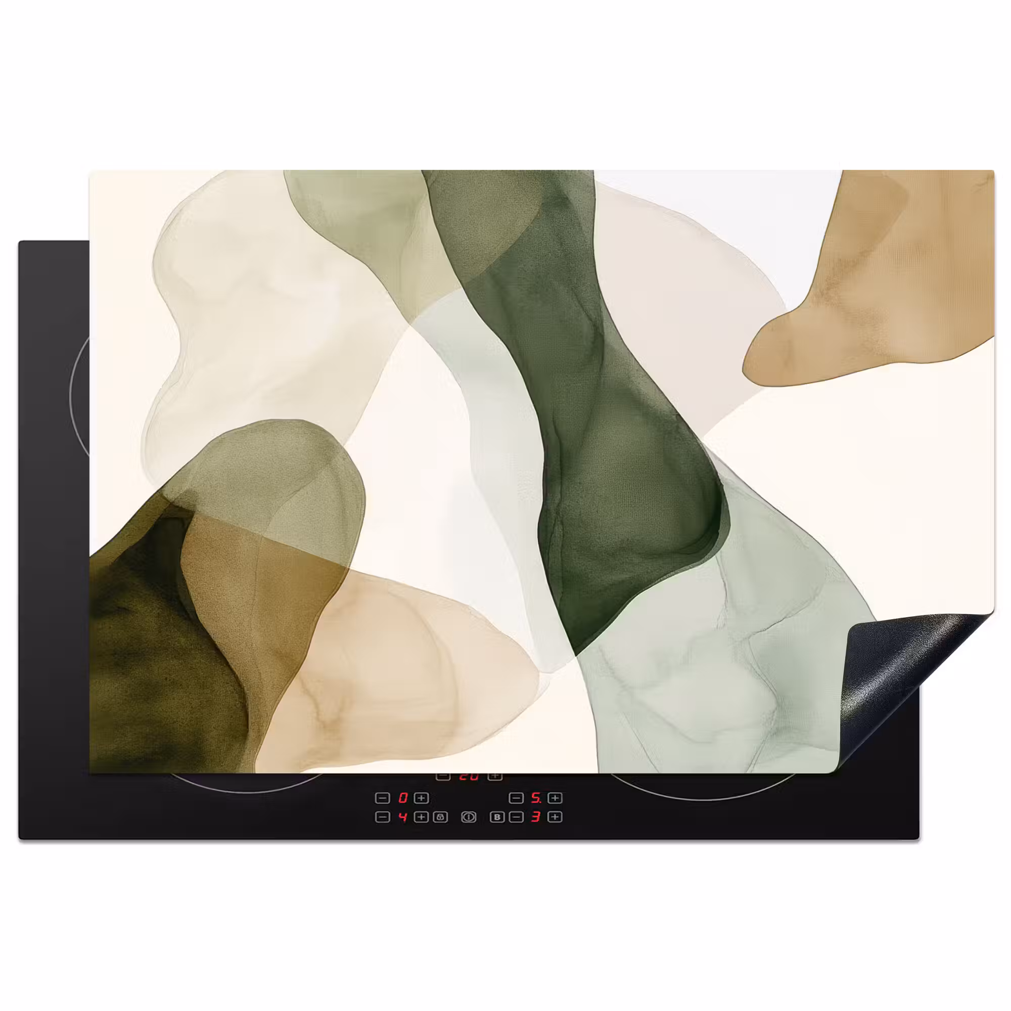 Inductie beschermer - Japandi - Abstract - Groen