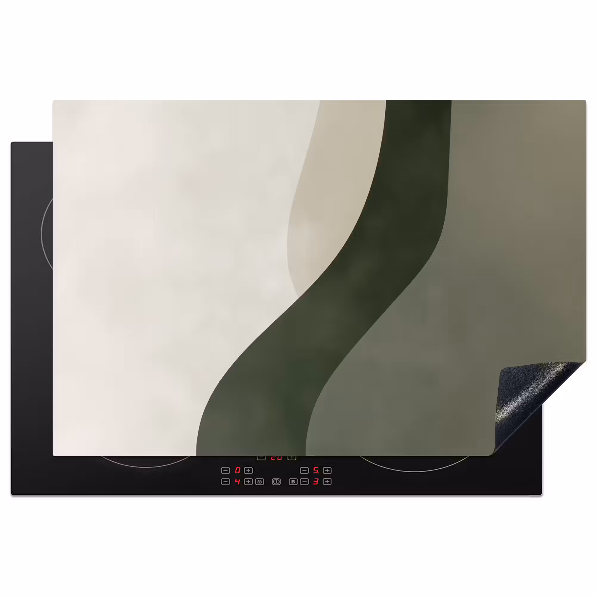 Inductie beschermer - Japandi - Groen - Abstract - Modern
