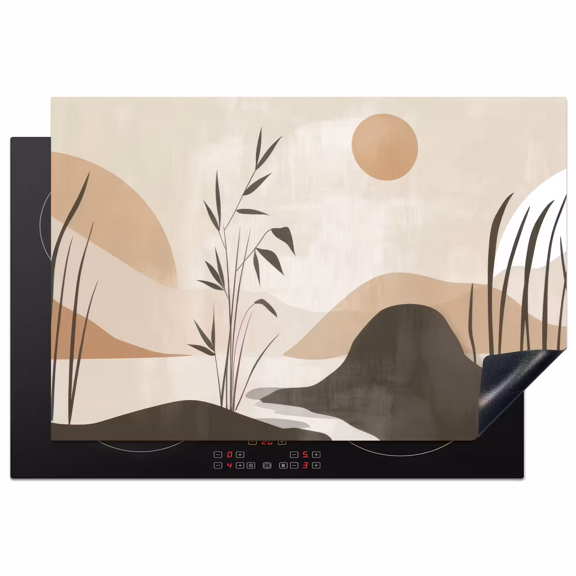 Inductie beschermer - Japandi - Landschap - Beige