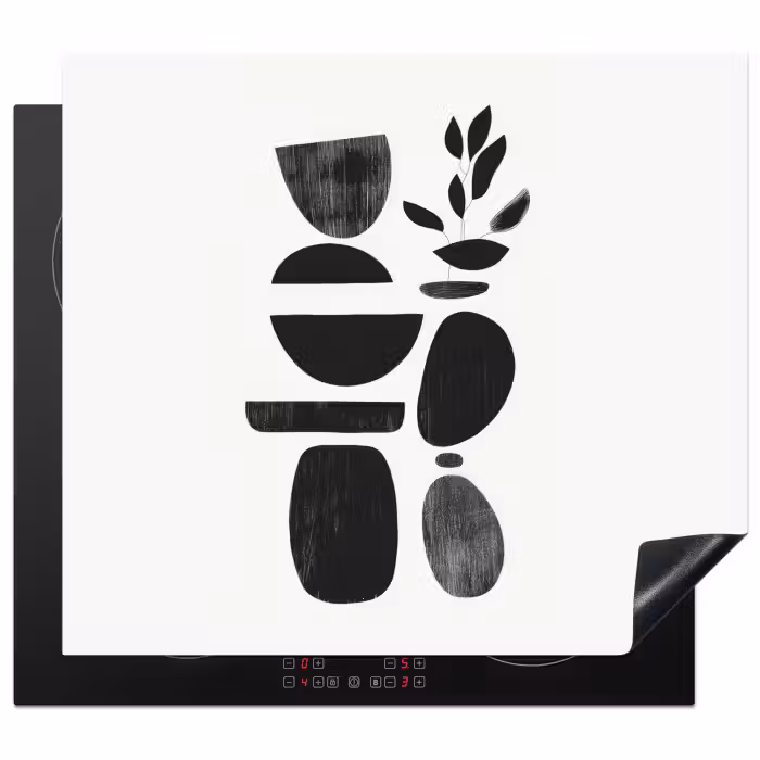 Inductie beschermer - Japandi - Zwart - Abstract