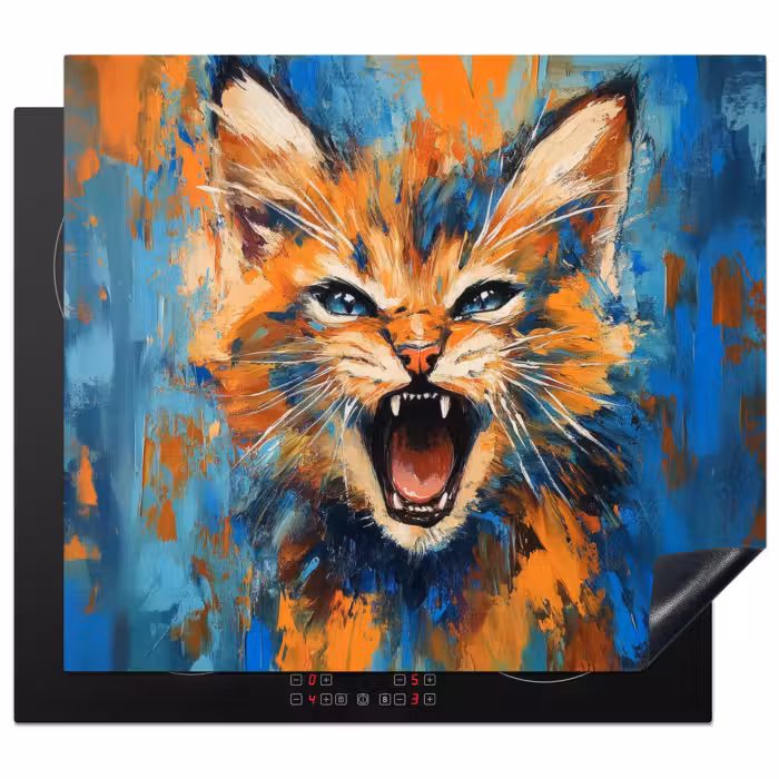 Inductie beschermer - Kat - Kleurrijk - Oranje - Blauw