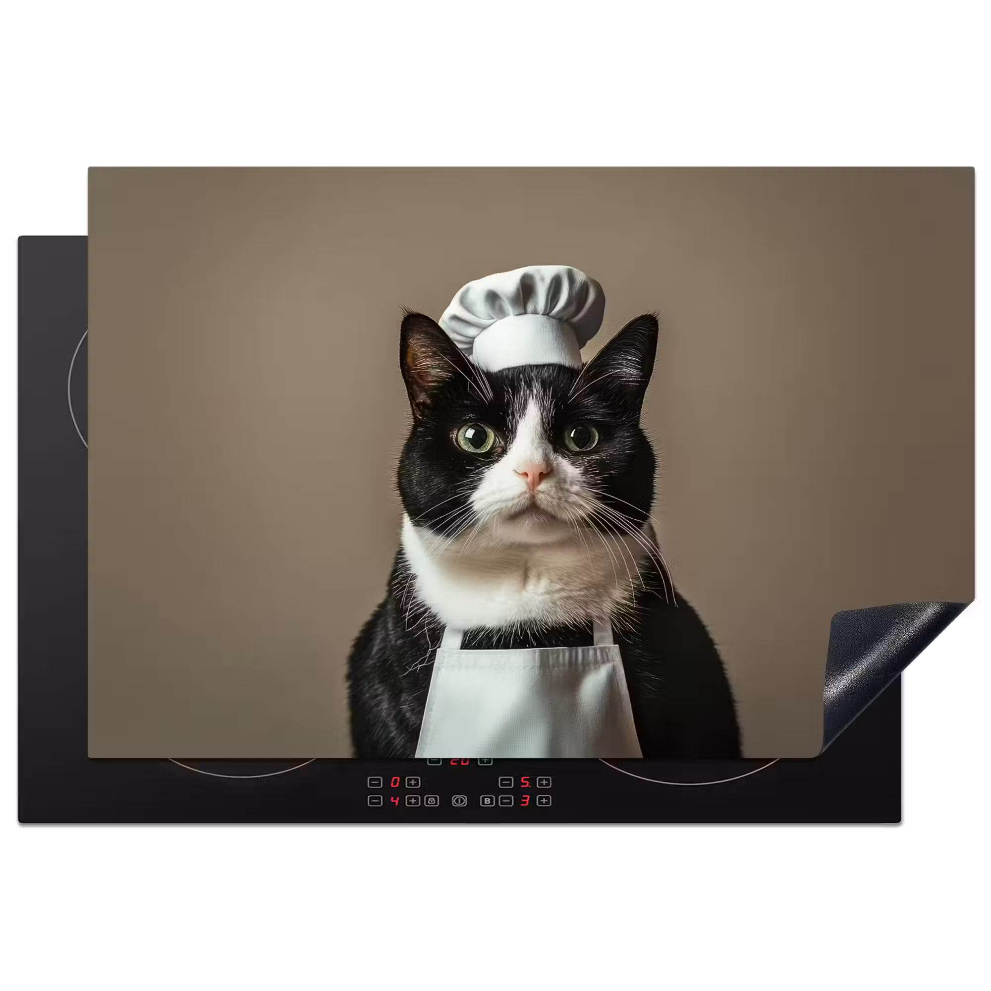 Inductie beschermer - Kat - Kokskleding - Zwart - Wit