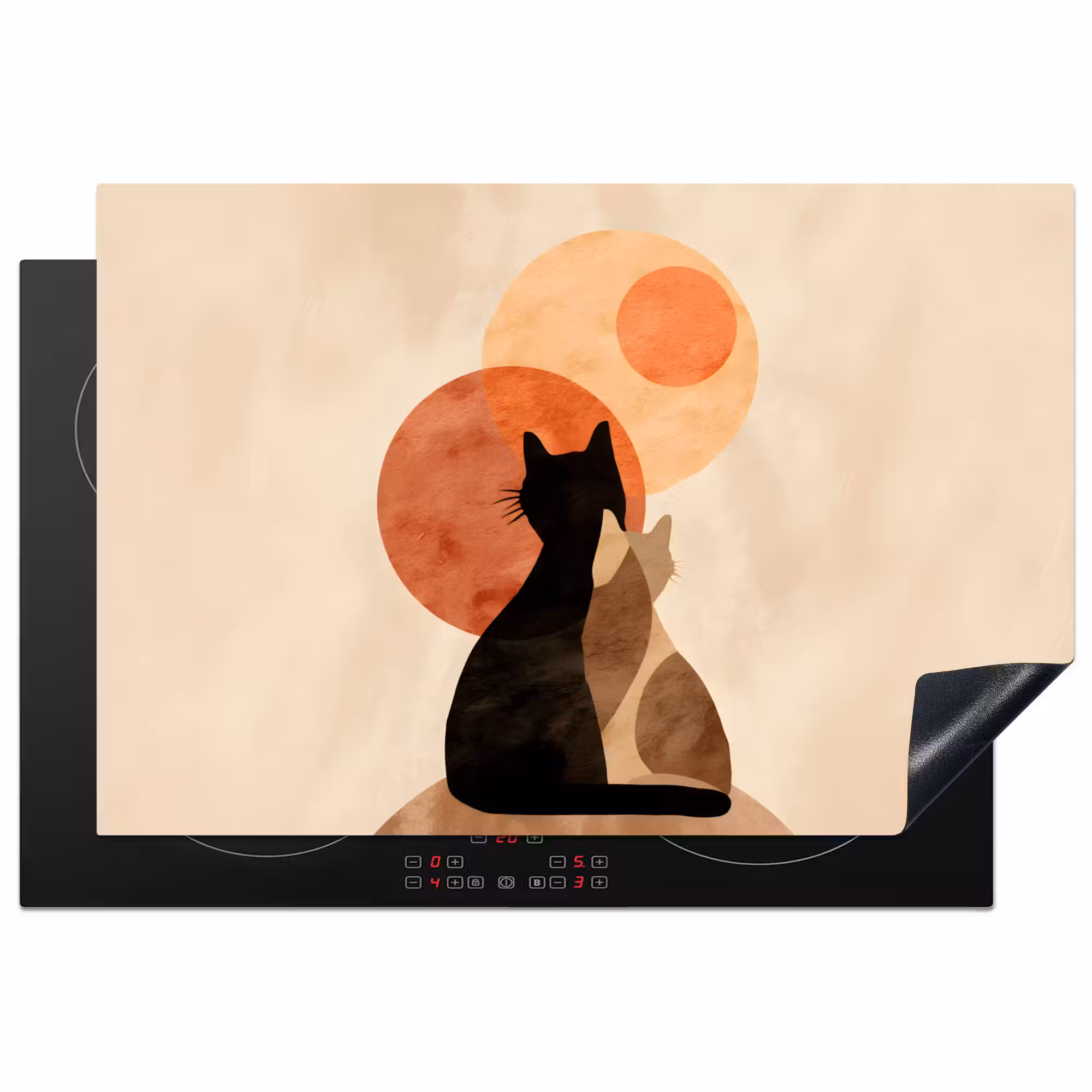 Inductie beschermer - Katten - Zwart - Abstract - Cirkels