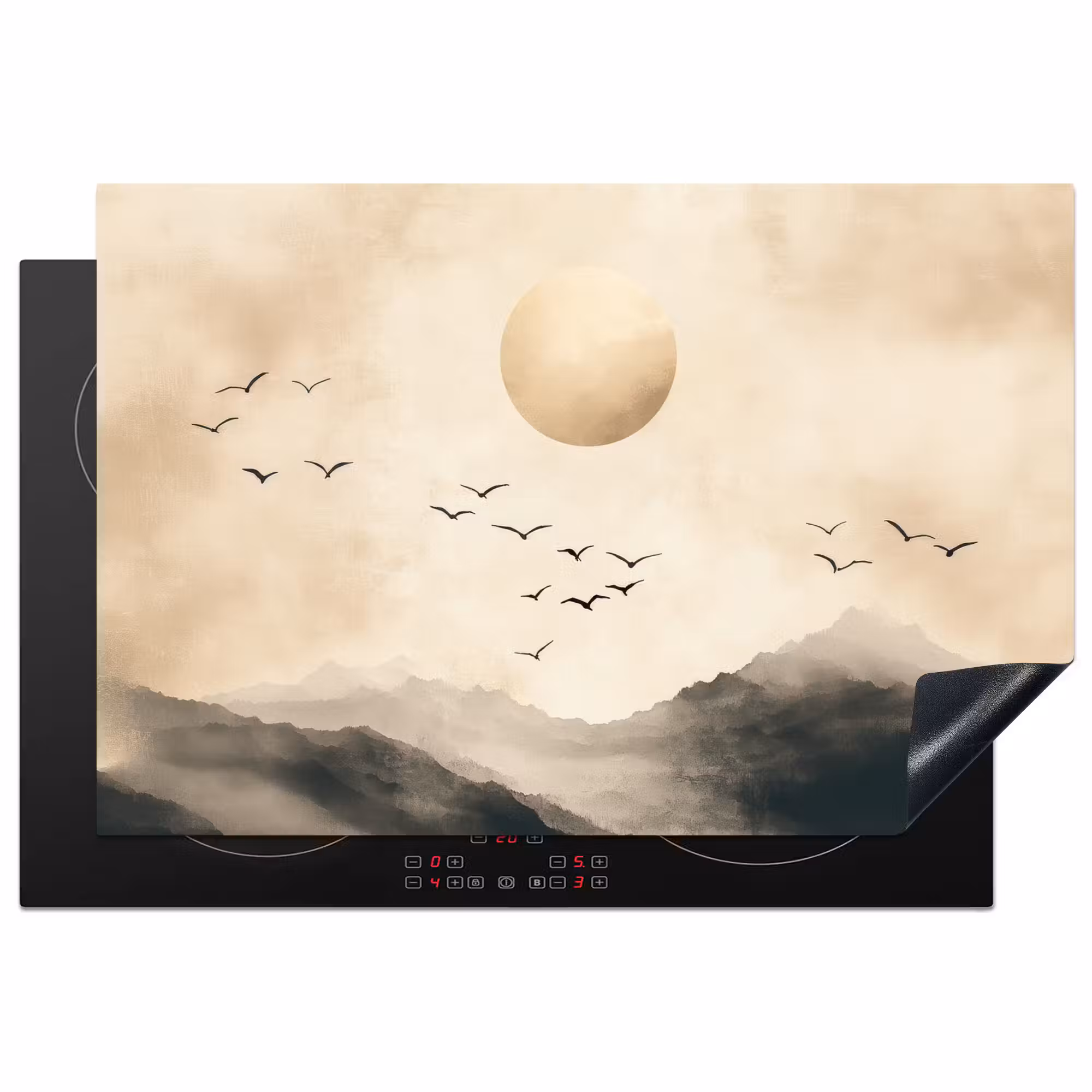 Inductie beschermer - Landschap - Japandi - vogel
