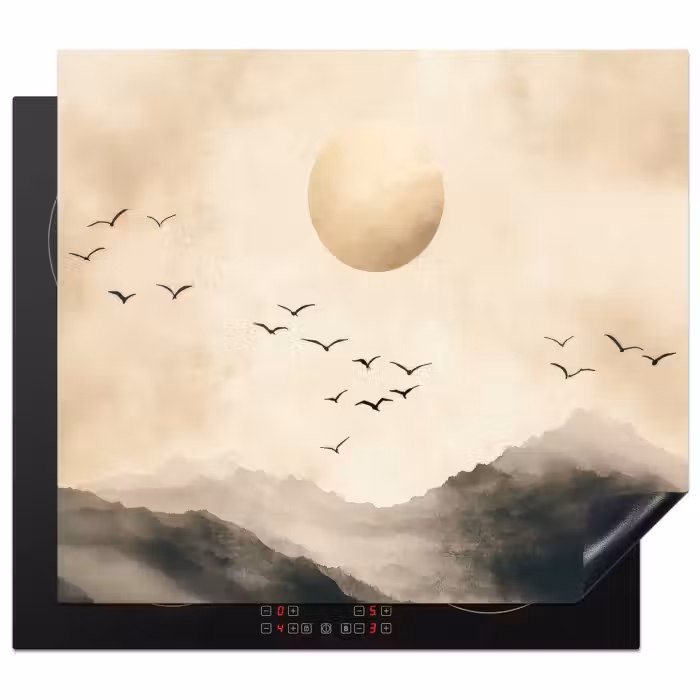 Inductie beschermer - Landschap - Japandi - vogel