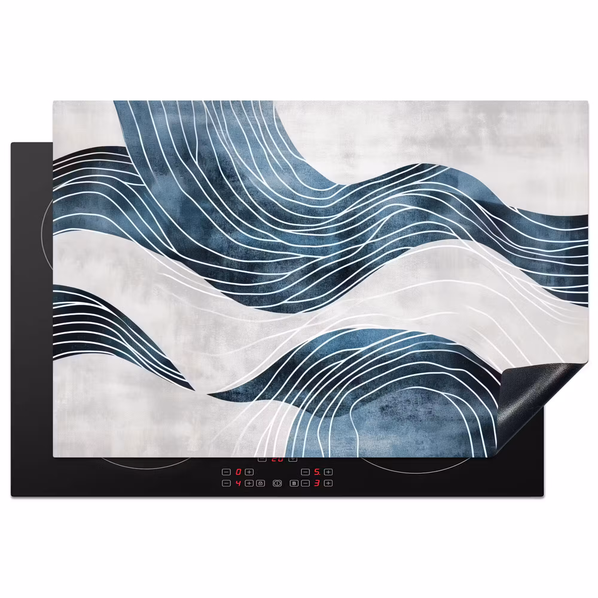 Inductie beschermer - Lijnen - Golven - Abstract - Blauw