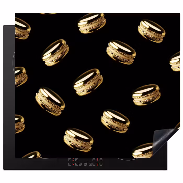 Inductie beschermer - Macarons - Patroon - Goud - Zwart