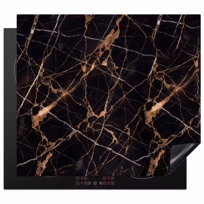 Inductie beschermer - Marmer - Goud - Abstract - Zwart