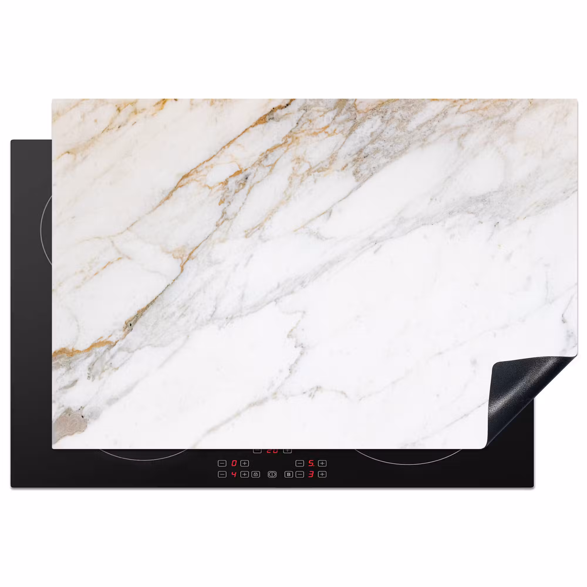 Inductie beschermer - Marmer - Steen - Wit - Goud - Marmerlook - Steen - Luxe