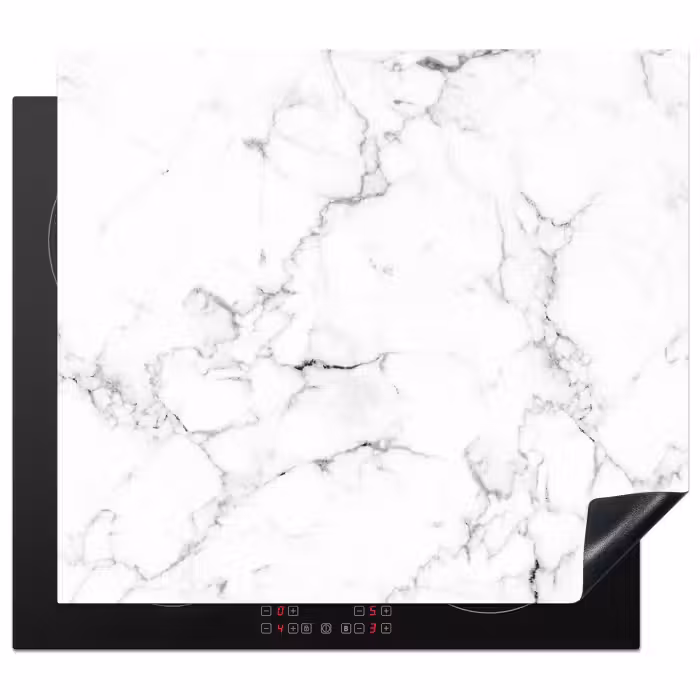 Inductie beschermer - Marmer - Wit - Grijs - Luxe - Marmerlook - Structuur
