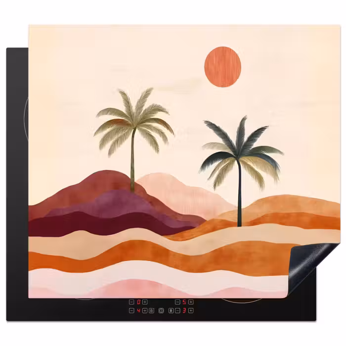 Inductie beschermer - Palmbomen - Abstract - Zon - Heuvels